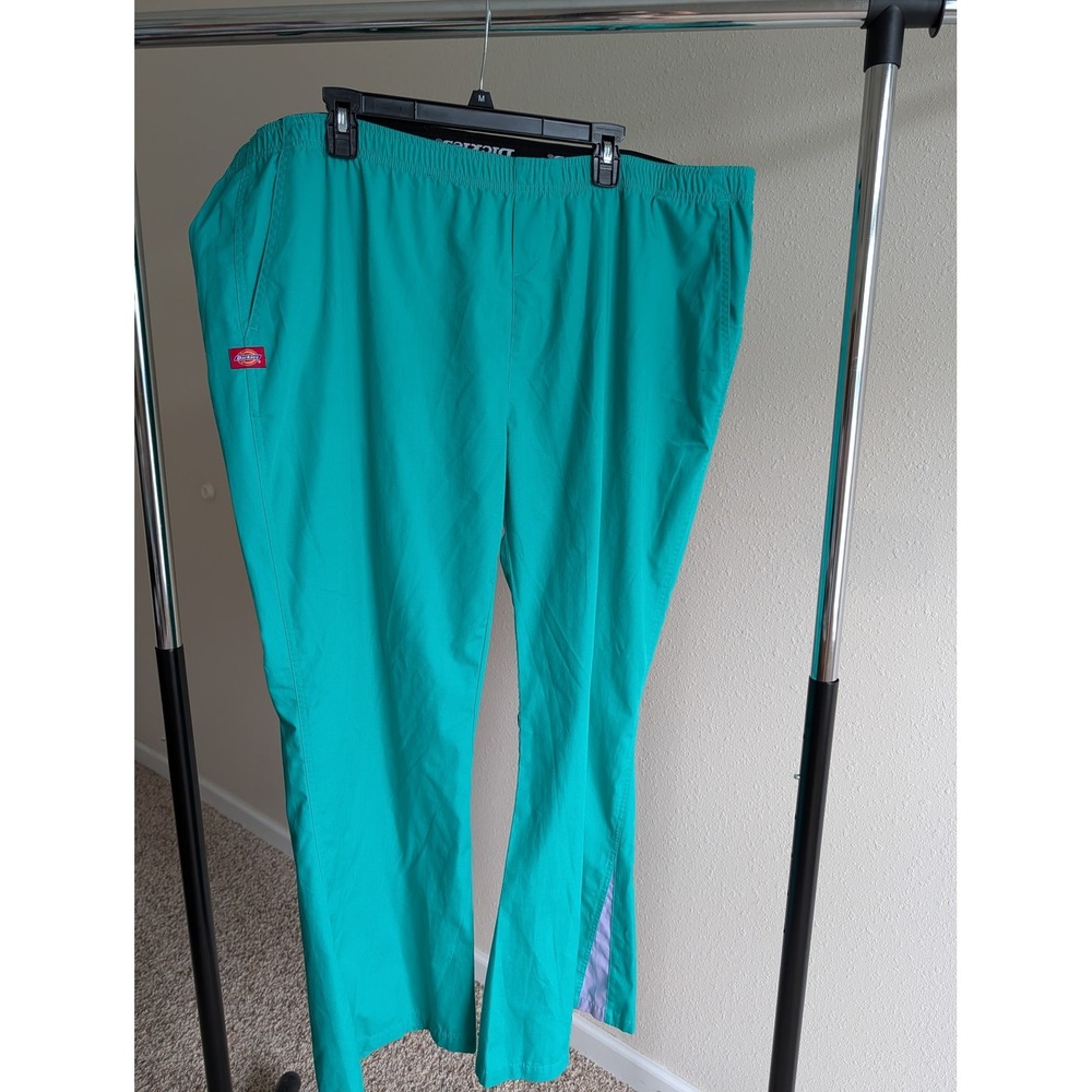 Dickies Teal Green Scrub Pants Plus Size 2X Elastic Waist Contrast Vent